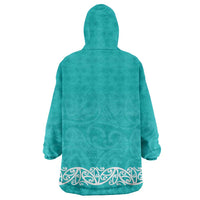 New Zealand Nurses Week Wearable Blanket Hoodie Maori Kowhaiwhai Cyan Tribal LT9 - Polynesian Pride