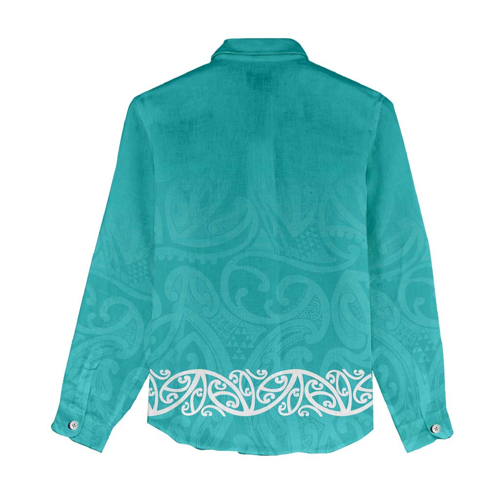 New Zealand Nurses Week Women Casual Shirt Maori Kowhaiwhai Cyan Tribal LT9 - Polynesian Pride