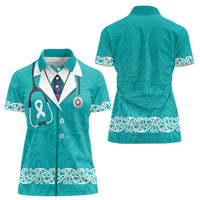 New Zealand Nurses Week Women Polo Shirt Maori Kowhaiwhai Cyan Tribal LT9 - Polynesian Pride