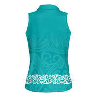 New Zealand Nurses Week Women Sleeveless Polo Shirt Maori Kowhaiwhai Cyan Tribal LT9 - Polynesian Pride