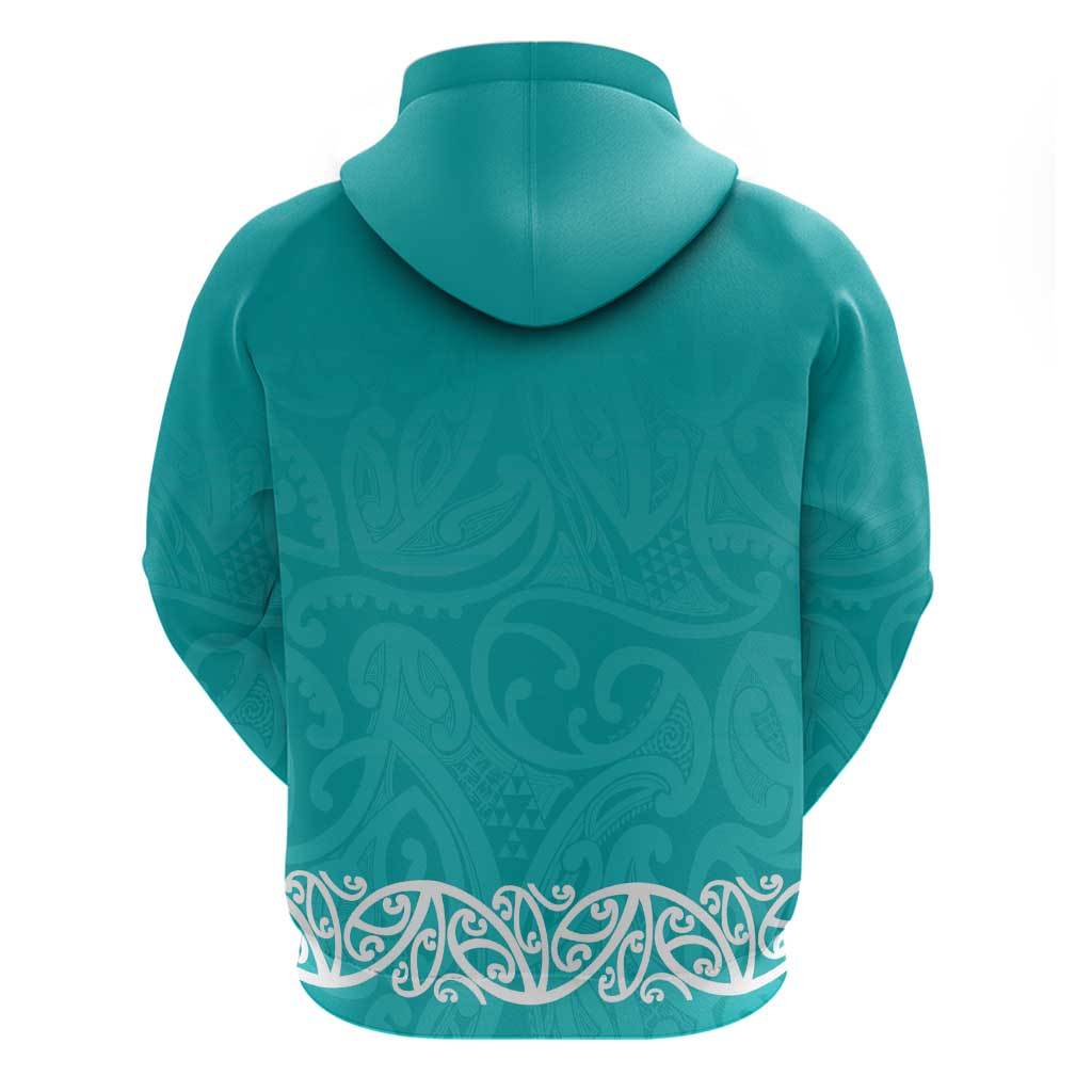 New Zealand Nurses Week Zip Hoodie Maori Kowhaiwhai Cyan Tribal