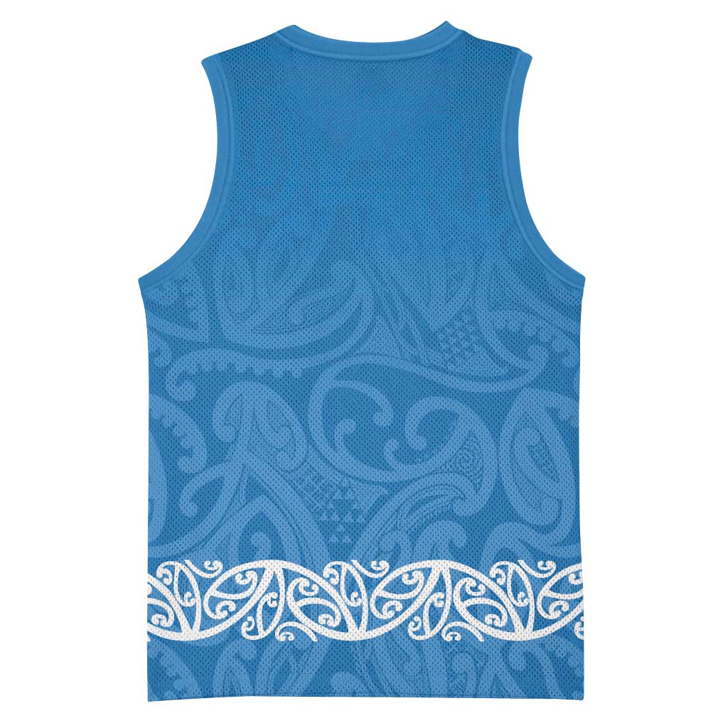 New Zealand Nurses Week Basketball Jersey Maori Kowhaiwhai Blue Tribal