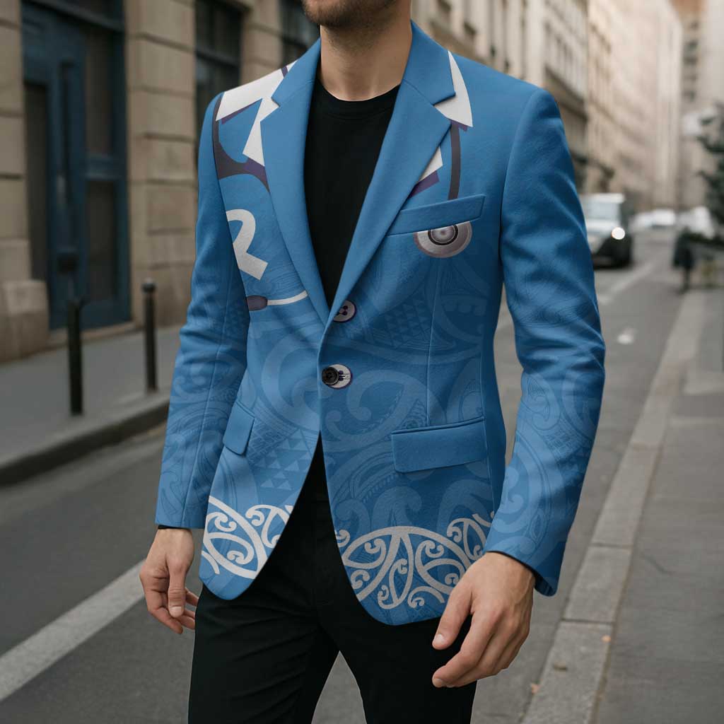 New Zealand Nurses Week Blazer Maori Kowhaiwhai Blue Tribal