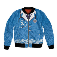 New Zealand Nurses Week Bomber Jacket Maori Kowhaiwhai Blue Tribal