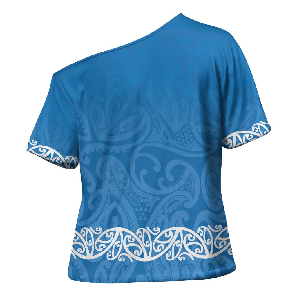 New Zealand Nurses Week Cross Shoulder Shirt Maori Kowhaiwhai Blue Tribal LT9 - Polynesian Pride