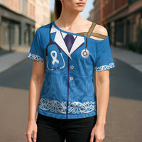 New Zealand Nurses Week Cross Shoulder Shirt Maori Kowhaiwhai Blue Tribal LT9 - Polynesian Pride