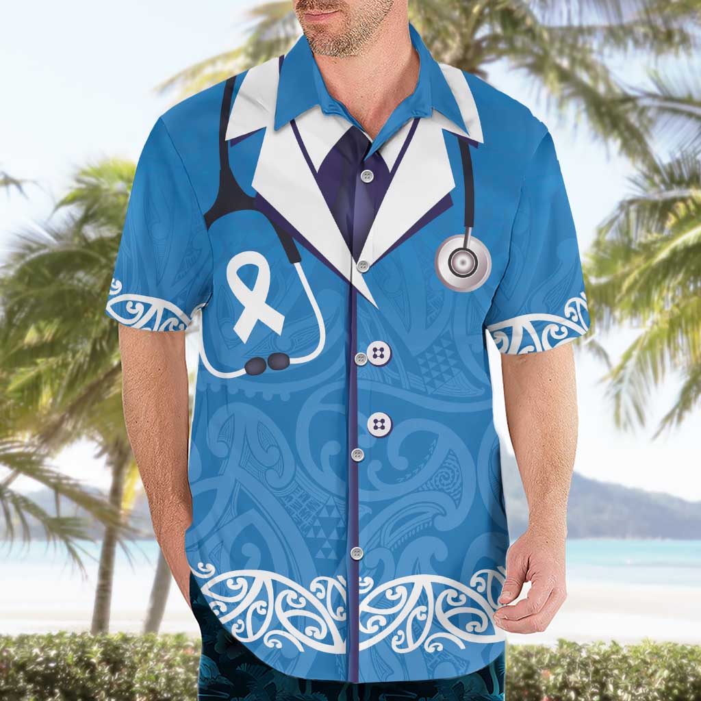 New Zealand Nurses Week Hawaiian Shirt Maori Kowhaiwhai Blue Tribal