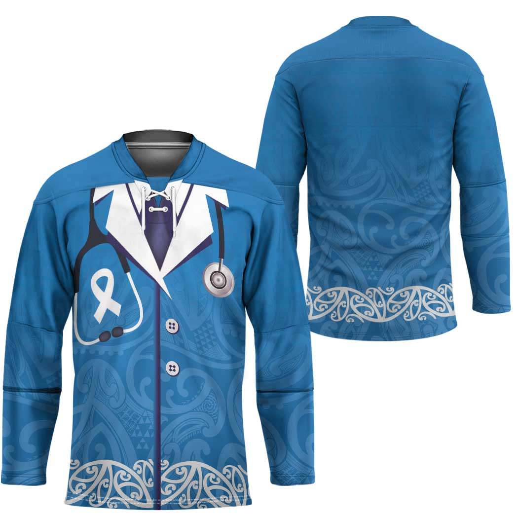 New Zealand Nurses Week Hockey Jersey Maori Kowhaiwhai Blue Tribal