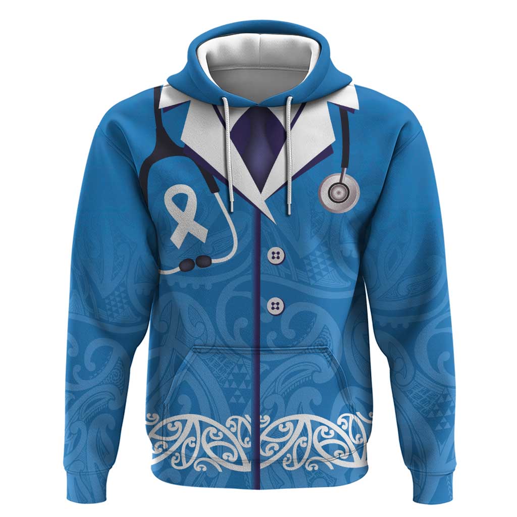 New Zealand Nurses Week Hoodie Maori Kowhaiwhai Blue Tribal