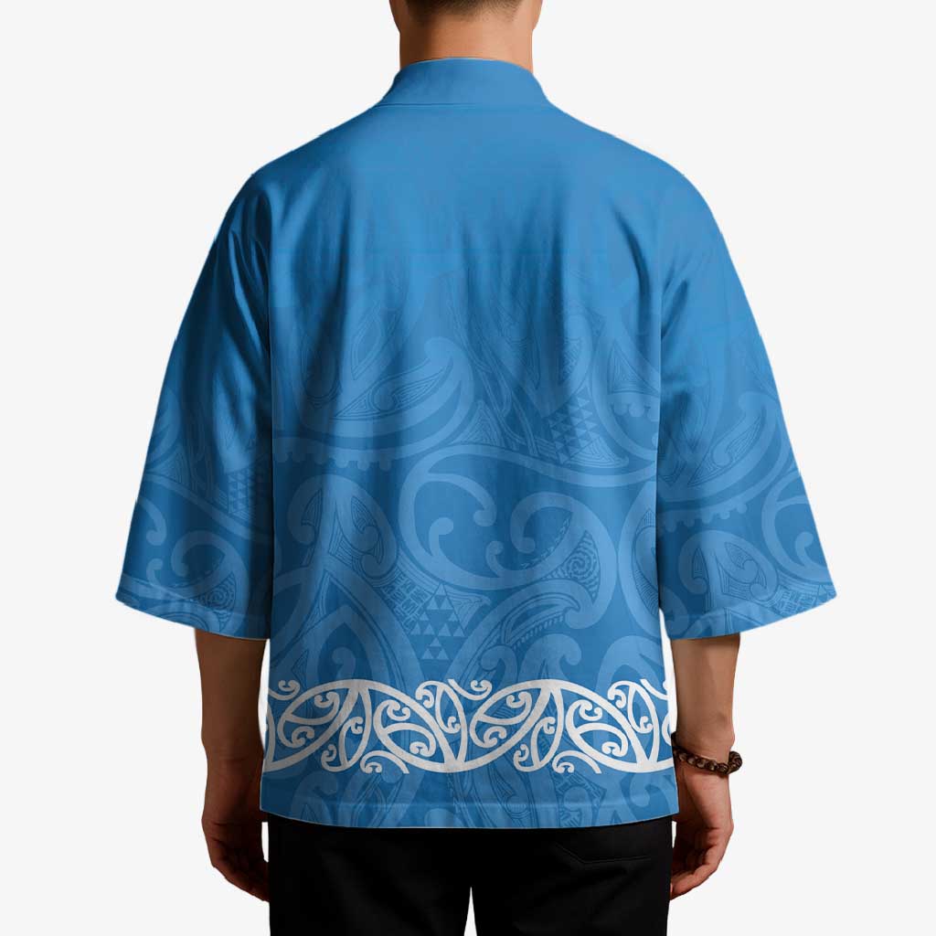 New Zealand Nurses Week Kimono Maori Kowhaiwhai Blue Tribal