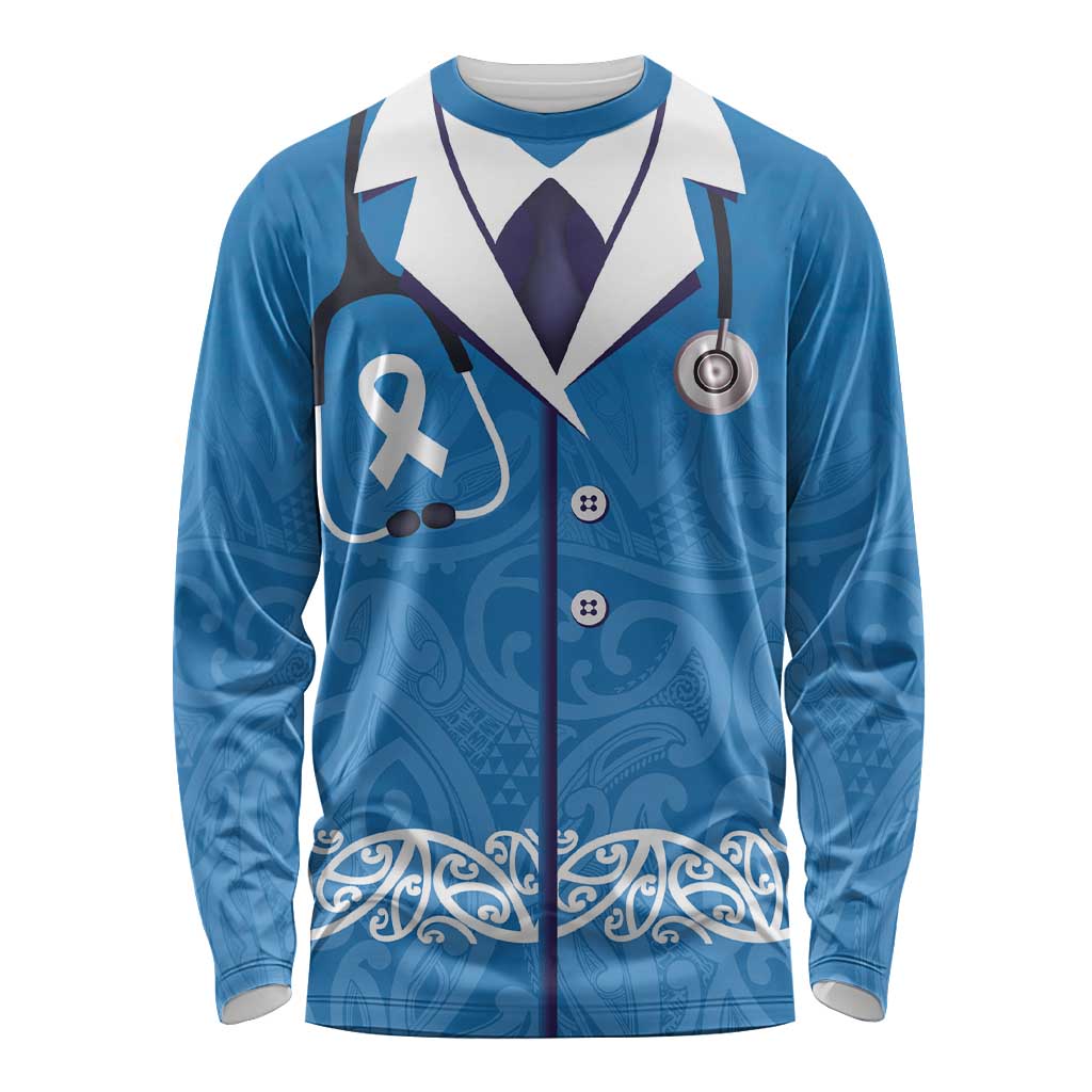 New Zealand Nurses Week Long Sleeve Shirt Maori Kowhaiwhai Blue Tribal LT9 Unisex Blue - Polynesian Pride