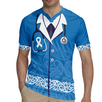 New Zealand Nurses Week Rugby Jersey Maori Kowhaiwhai Blue Tribal