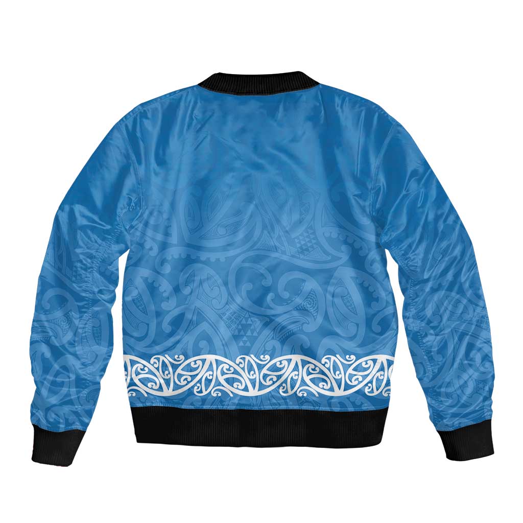 New Zealand Nurses Week Sleeve Zip Bomber Jacket Maori Kowhaiwhai Blue Tribal