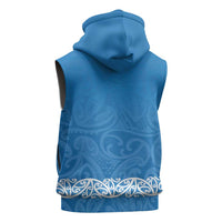 New Zealand Nurses Week Sleeveless Hoodie Maori Kowhaiwhai Blue Tribal