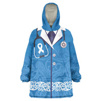 New Zealand Nurses Week Wearable Blanket Hoodie Maori Kowhaiwhai Blue Tribal LT9 One Size Blue - Polynesian Pride
