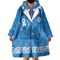 New Zealand Nurses Week Wearable Blanket Hoodie Maori Kowhaiwhai Blue Tribal LT9 - Polynesian Pride