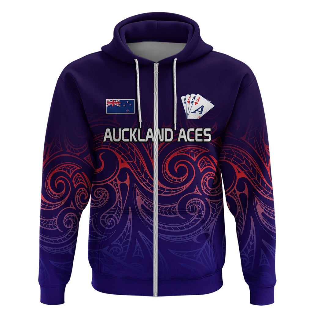 (Custom Text and Number) New Zealand Auckland Cricket Hoodie Maori Traditional Ethnic Style LT9 Zip Hoodie Gradient - Polynesian Pride