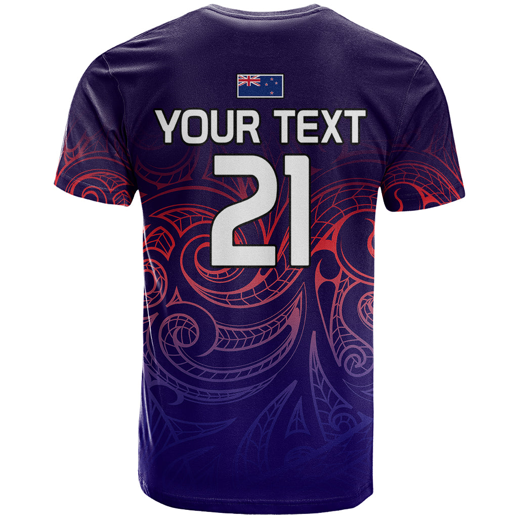 (Custom Text and Number) New Zealand Auckland Cricket T Shirt Maori Traditional Ethnic Style LT9 - Polynesian Pride