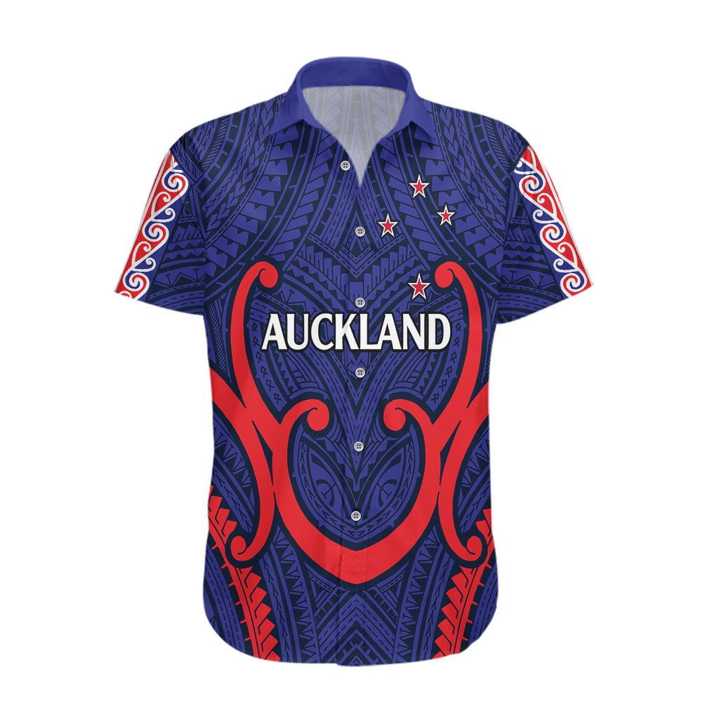 New Zealand Auckland Cricket Hawaiian Shirt Polynesian with Maori Koru LT9 Blue - Polynesian Pride