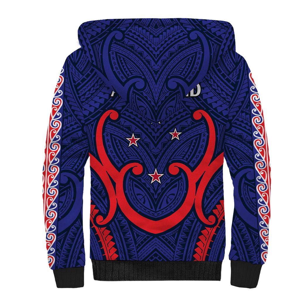 New Zealand Auckland Cricket Sherpa Hoodie Polynesian with Maori Koru LT9 - Polynesian Pride
