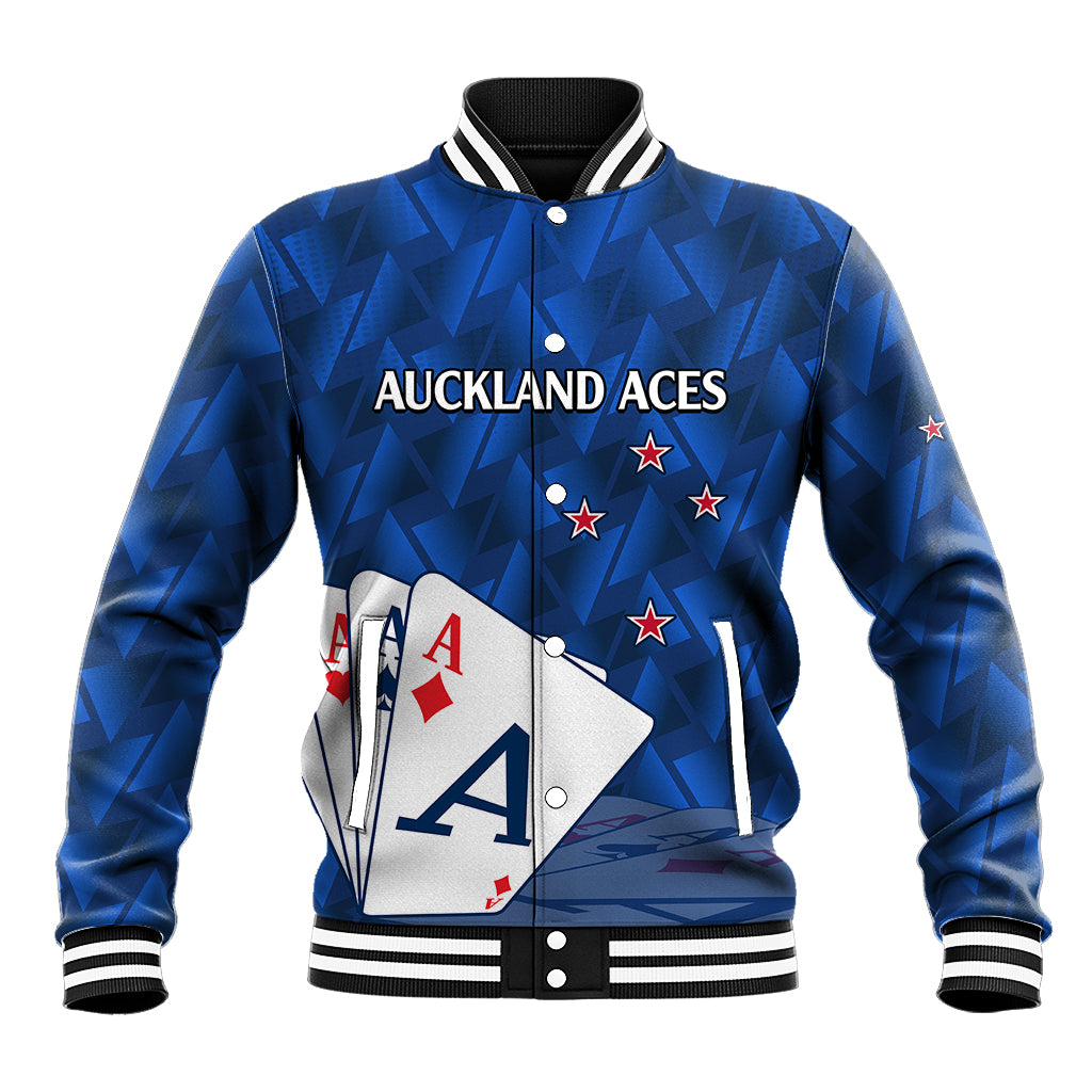 (Custom Text And Number) New Zealand Cricket Baseball Jacket Auckland Aces Sporty Style LT9 Unisex Blue - Polynesian Pride