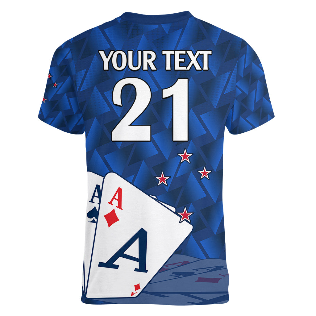 (Custom Text And Number) New Zealand Cricket Women V Neck T Shirt Auckland Aces Sporty Style LT9 - Polynesian Pride
