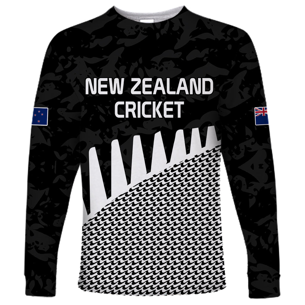 New Zealand Cricket Long Sleeve Shirt Black Cap Sporty Style No1 LT9 Unisex Black - Polynesian Pride