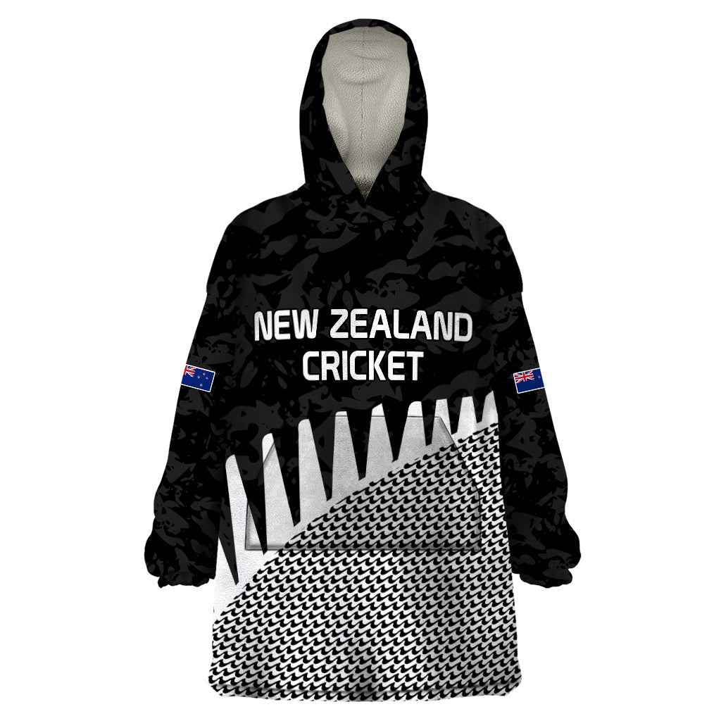 New Zealand Cricket Wearable Blanket Hoodie Black Cap Sporty Style No1 LT9 One Size Black - Polynesian Pride