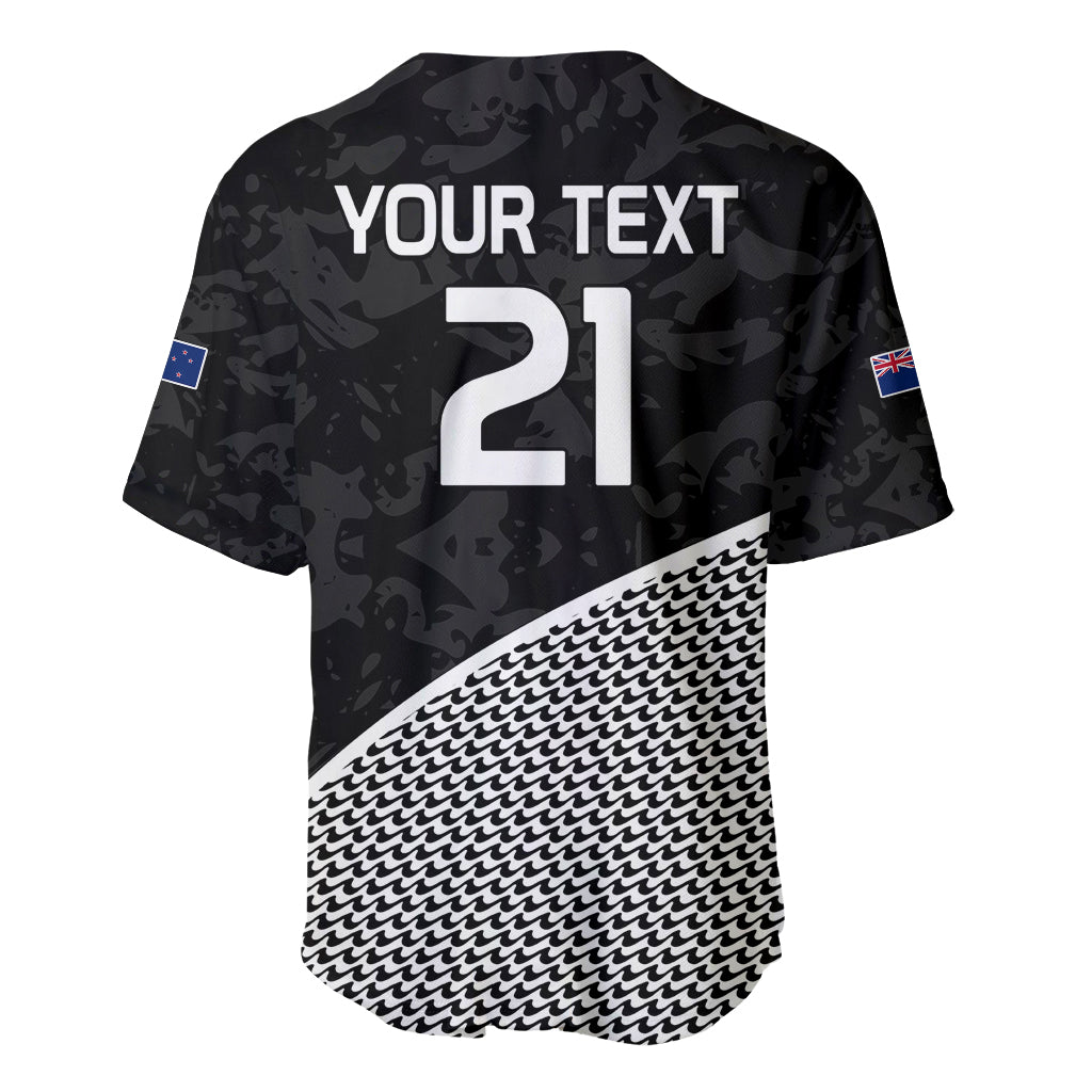 (Custom Text And Number) New Zealand Cricket Baseball Jersey Black Cap Sporty Style No1 LT9 - Polynesian Pride