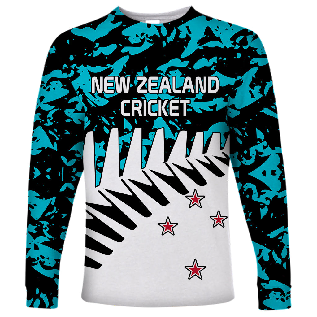 (Custom Text And Number) New Zealand Cricket Long Sleeve Shirt Black Cap Sporty Style No2 LT9 Unisex Auqua - Polynesian Pride