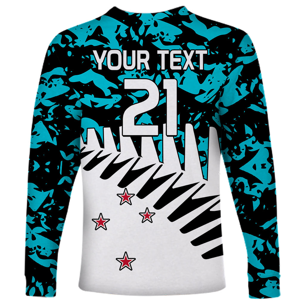 (Custom Text And Number) New Zealand Cricket Long Sleeve Shirt Black Cap Sporty Style No2 LT9 - Polynesian Pride