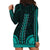 African Dashiki Hoodie Dress With Polynesian Pattern - Teal LT9 - Polynesian Pride