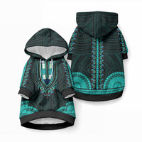 African Dashiki With Polynesian Pattern Teal Pet Hoodie LT9 Pullover Teal - Polynesian Pride