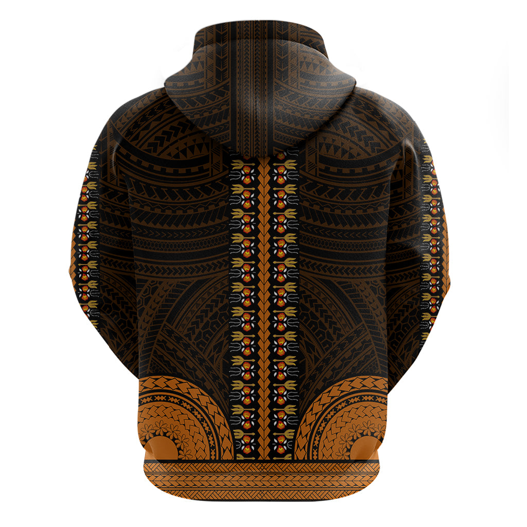 African Dashiki Hoodie With Polynesian Pattern Gold LT9 - Polynesian Pride