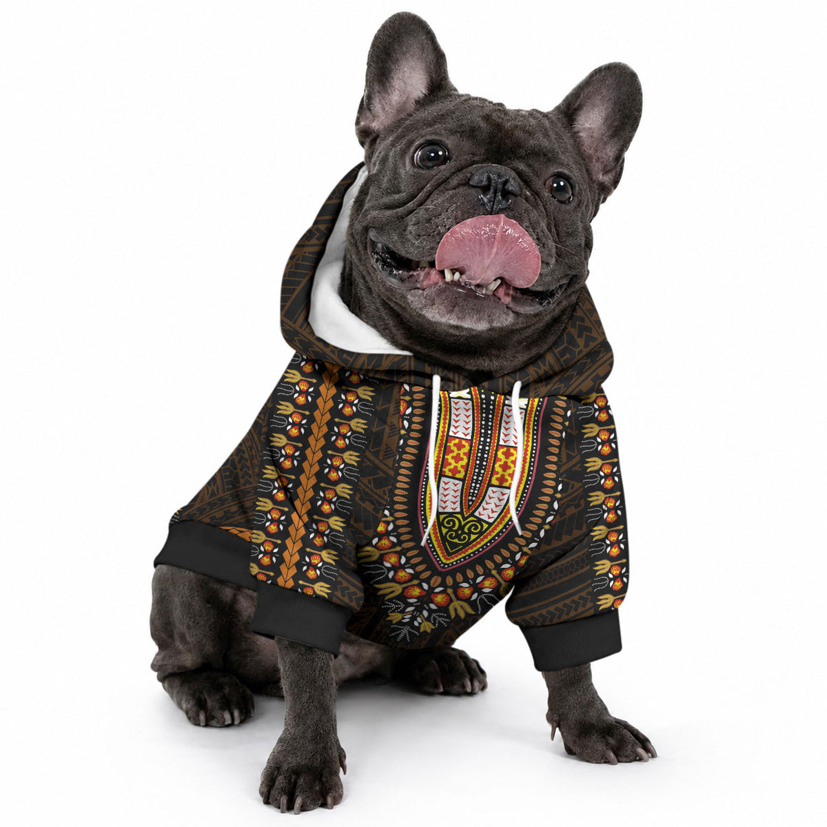 African Dashiki With Polynesian Pattern Gold Pet Hoodie LT9 - Polynesian Pride