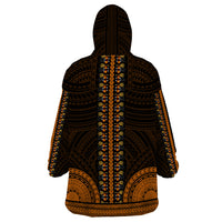 African Dashiki Wearable Blanket Hoodie With Polynesian Pattern - Gold LT9 - Polynesian Pride