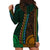 African Dashiki Hoodie Dress With Polynesian Pattern - Half Green and Gold LT9 - Polynesian Pride