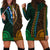 African Dashiki Hoodie Dress With Polynesian Pattern - Half Green and Gold LT9 - Polynesian Pride