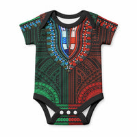 African Dashiki With Polynesian Pattern Green Red Baby Onesie LT9 Green and Red - Polynesian Pride