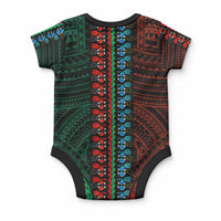 African Dashiki With Polynesian Pattern Green Red Baby Onesie LT9 - Polynesian Pride