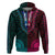 African Dashiki Hoodie With Polynesian Pattern Half Teal and Pink LT9 Pullover Hoodie Teal and Pink - Polynesian Pride