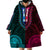 African Dashiki Wearable Blanket Hoodie With Polynesian Pattern - Half Teal and Pink LT9 - Polynesian Pride