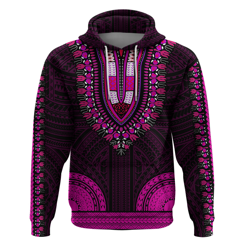 African Dashiki Hoodie With Polynesian Pattern Pink LT9 Pullover Hoodie Pink - Polynesian Pride