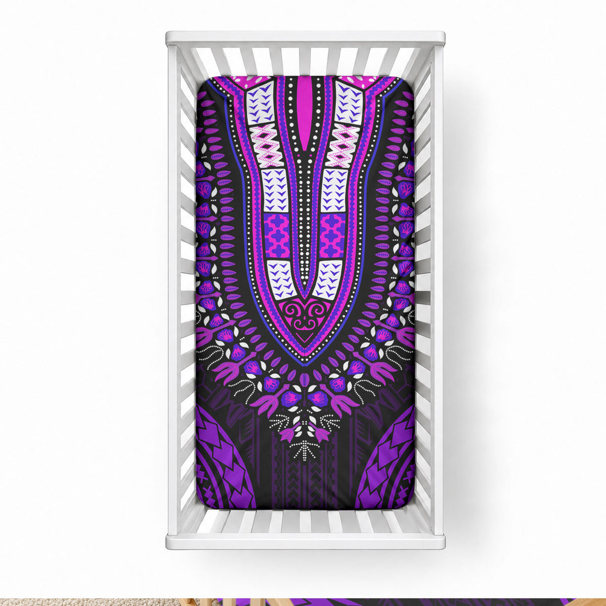 African Dashiki With Polynesian Pattern Purple Baby Bed Cover LT9 28 × 52 in Purple - Polynesian Pride
