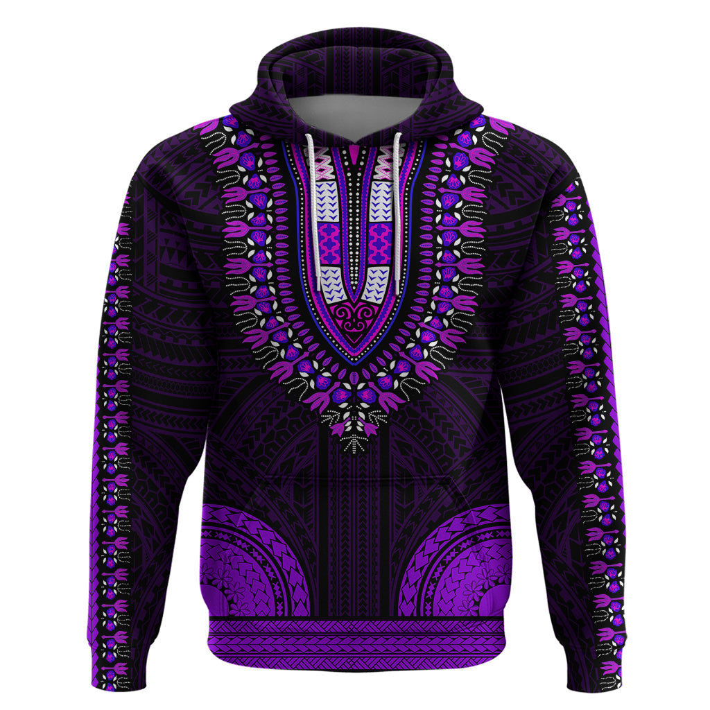 African Dashiki Hoodie With Polynesian Pattern Purple LT9 Pullover Hoodie Purple - Polynesian Pride