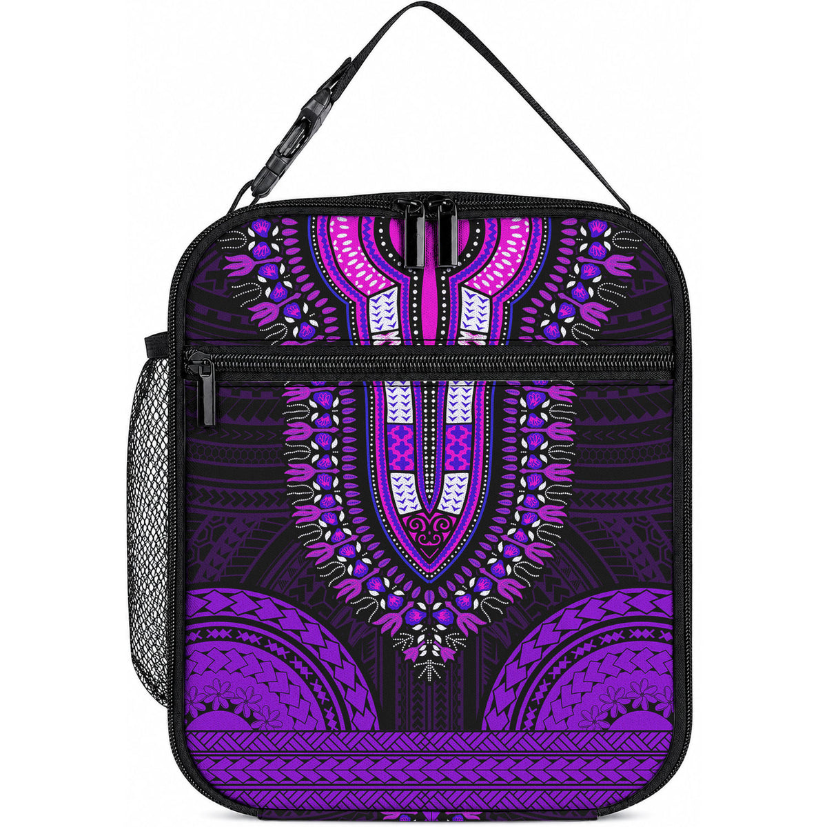 African Dashiki With Polynesian Pattern Purple Lunch Bag LT9 10.2 × 8.3 × 4.3 inch Purple - Polynesian Pride