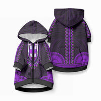 African Dashiki With Polynesian Pattern Purple Pet Hoodie LT9 Zip-up Purple - Polynesian Pride