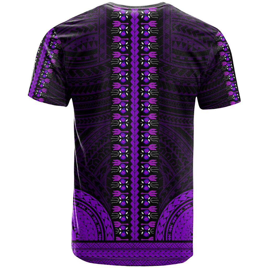 African Dashiki T Shirt With Polynesian Pattern Purple LT9 - Polynesian Pride