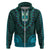 African Dashiki Hoodie With Tapa Pattern Teal LT9 Zip Hoodie Teal - Polynesian Pride