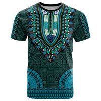 African Dashiki T Shirt With Tapa Pattern Teal LT9 Teal - Polynesian Pride